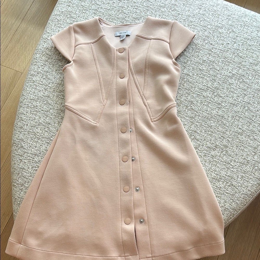 Reiss clover scuba cross back dress in pink